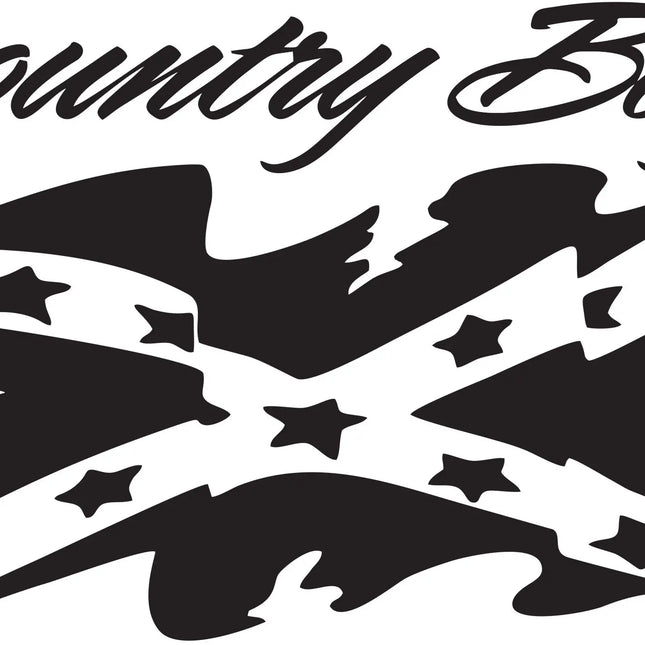 Country Boy Rebel Flag Decal in Black Vinyl