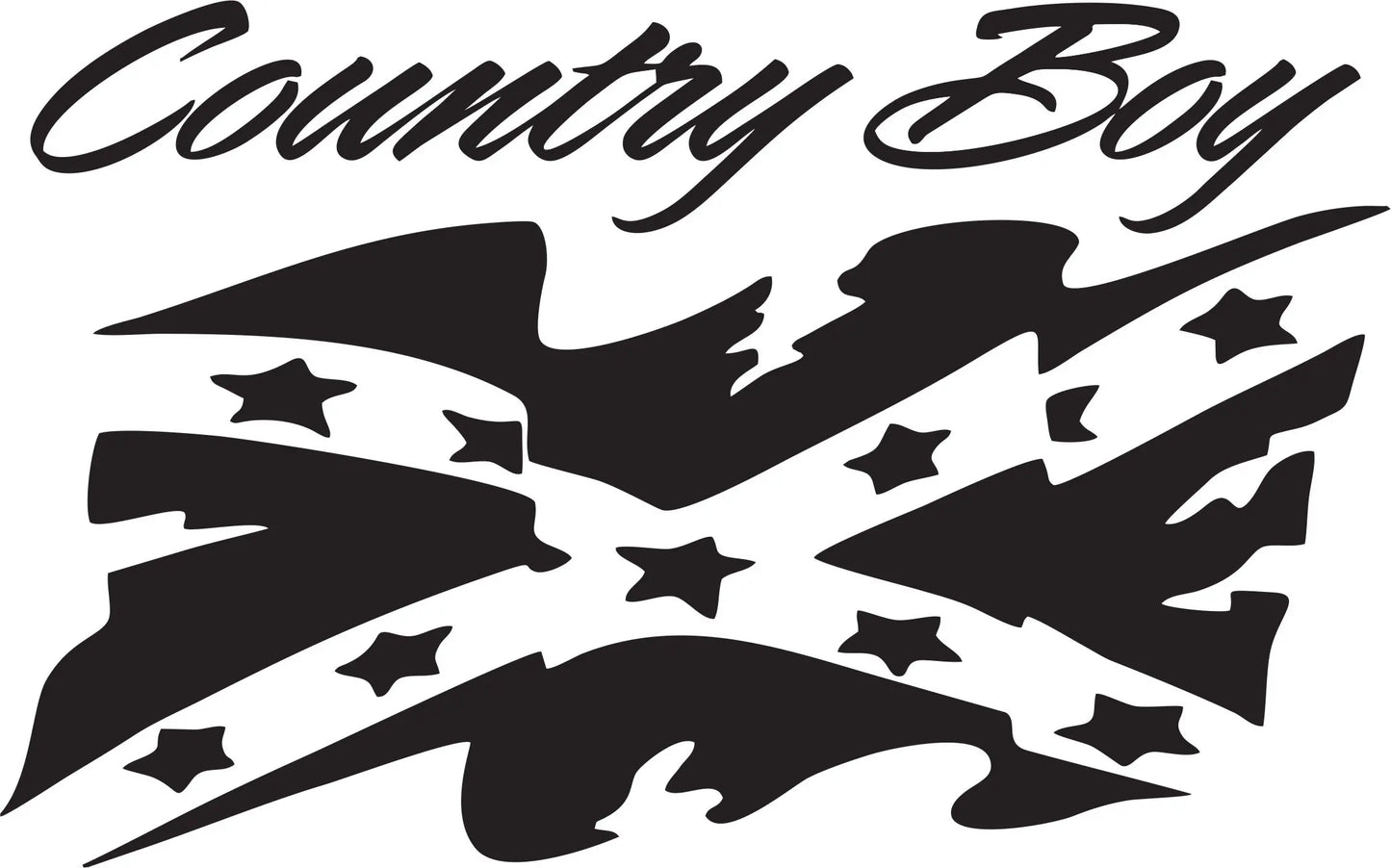 Country Boy Rebel Flag Decal in Black Vinyl