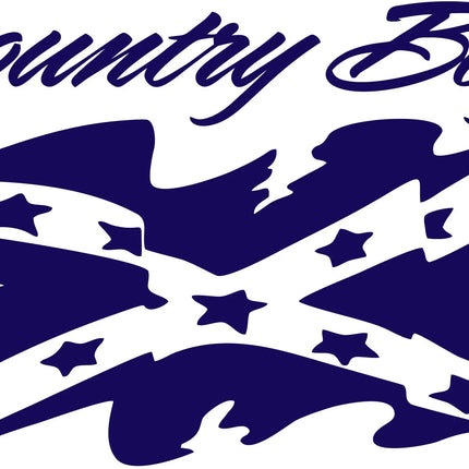 Country Boy Rebel Flag Decal in Blue Vinyl