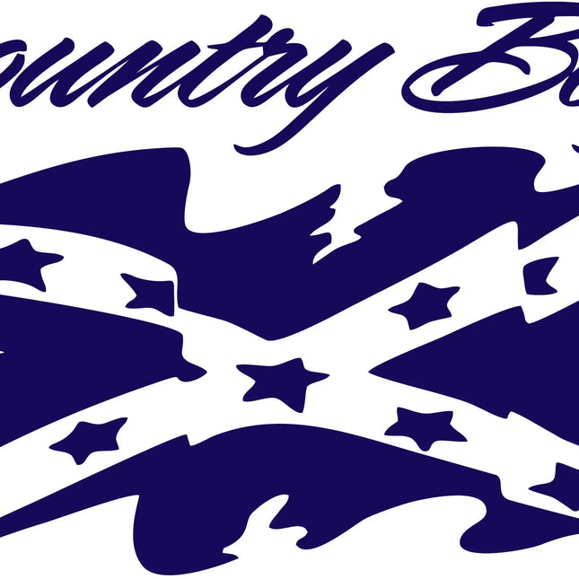 Country Boy Rebel Flag Decal in Blue Vinyl