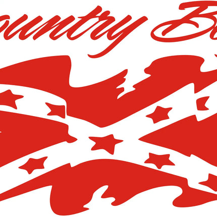 Country Boy Rebel Flag Decal in Red Vinyl