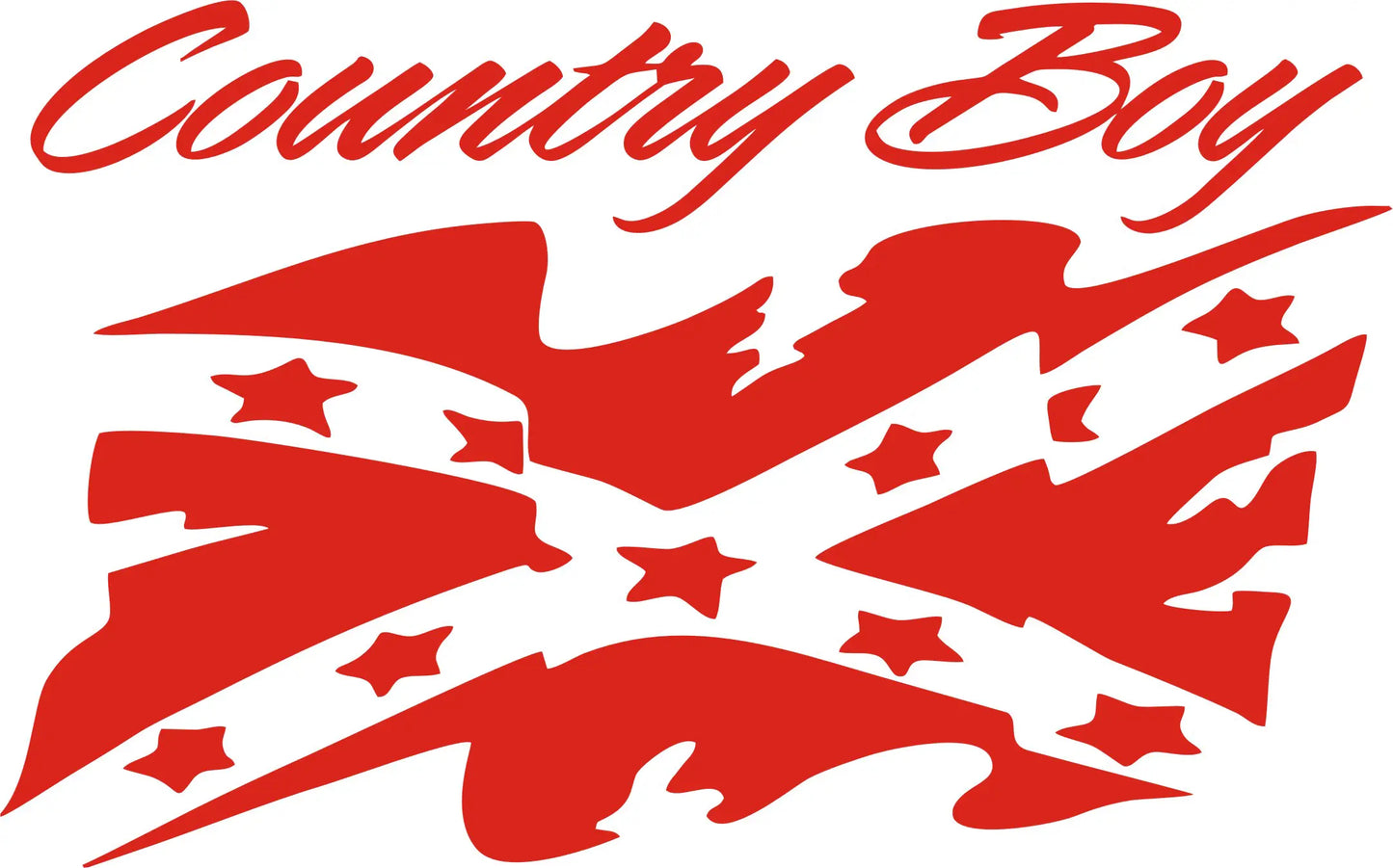 Country Boy Rebel Flag Decal in Red Vinyl