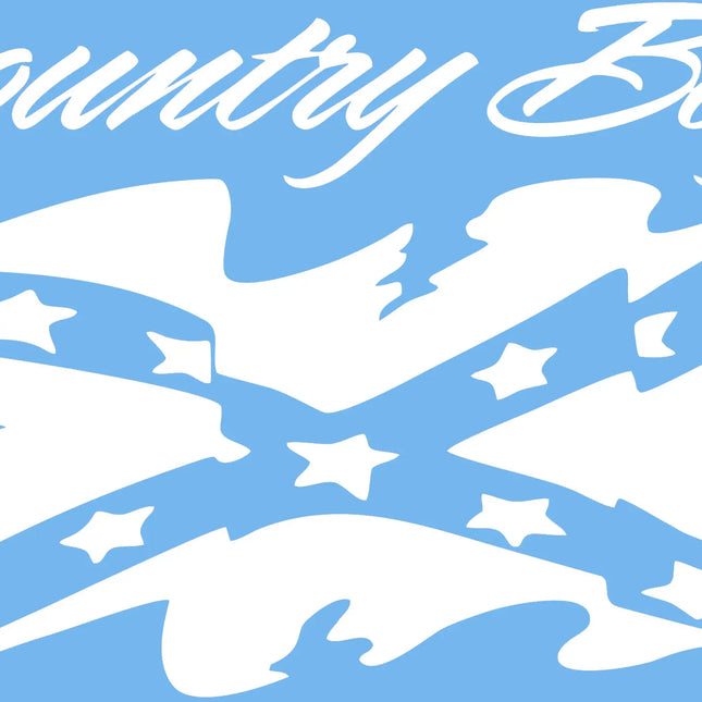 Country Boy Rebel Flag Decal in White Vinyl with Blue Backing Paper