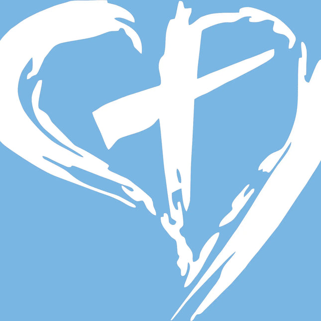 Christian Cross and Heart Decal in White Vinyl