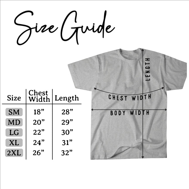 Tee Shirt sizing guide for men