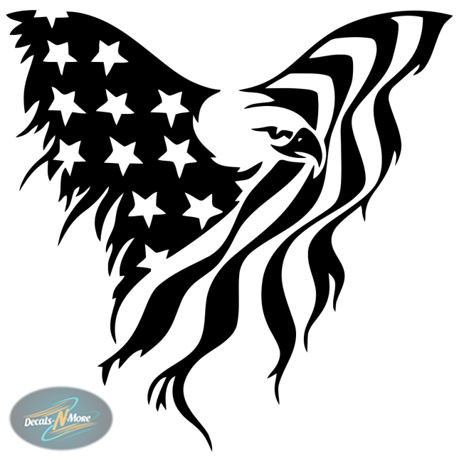 American Eagle and Flag Vinyl Decal in BLack