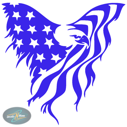American Eagle and Flag Vinyl Decal in blue