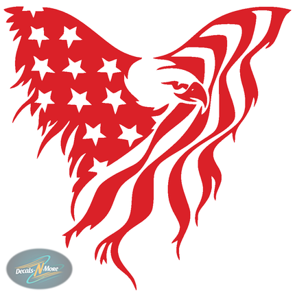 American Eagle and Flag Vinyl Decal in Red