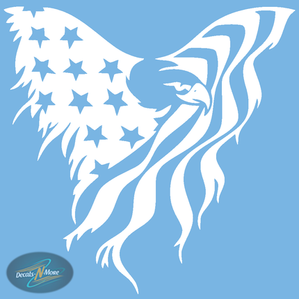 American Eagle and Flag Vinyl Decal in white
