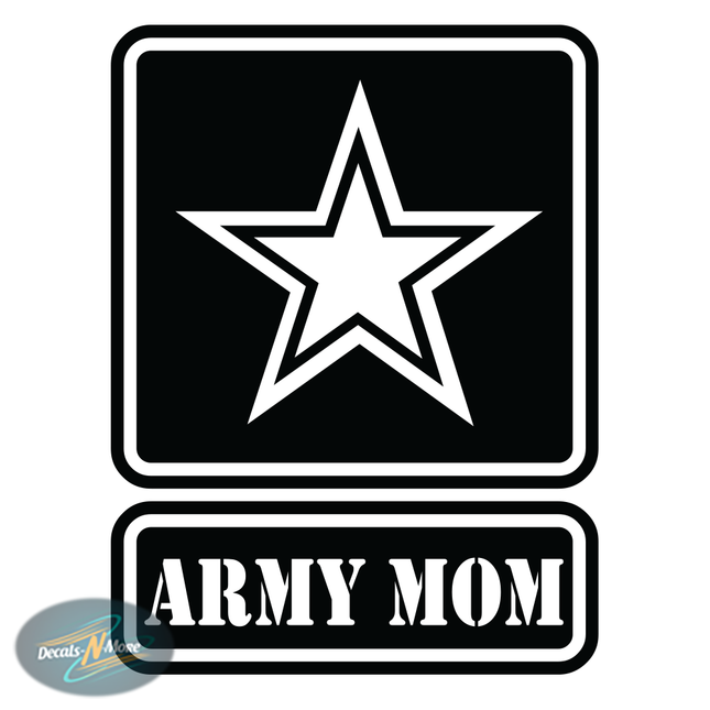 Army Strong Mom Vinyl Decal | Military Patriotic Sticker in black vinyl