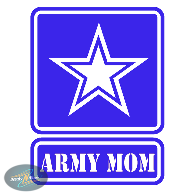 Army Strong Mom Vinyl Decal | Military Patriotic Sticker in blue vinyl