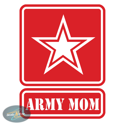 Army Strong Mom Vinyl Decal | Military Patriotic Sticker in red vinyl