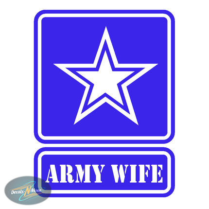 Army Strong Wife Vinyl Decal | Military Patriotic Sticker in blue vinyl