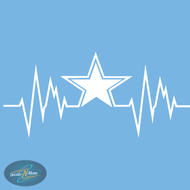 Dallas Cowboys Heartbeat Vinyl Decal in White