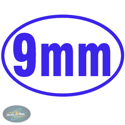 9mm Oval Vinyl Decal 9MM1 in blue
