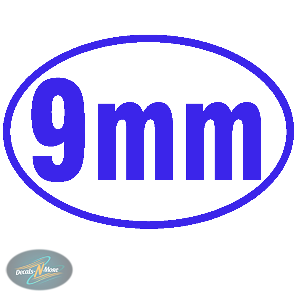 9mm Oval Vinyl Decal 9MM1 in blue
