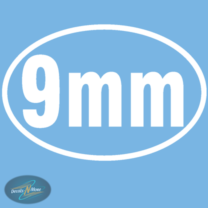 9mm Oval Vinyl Decal 9MM1 in white