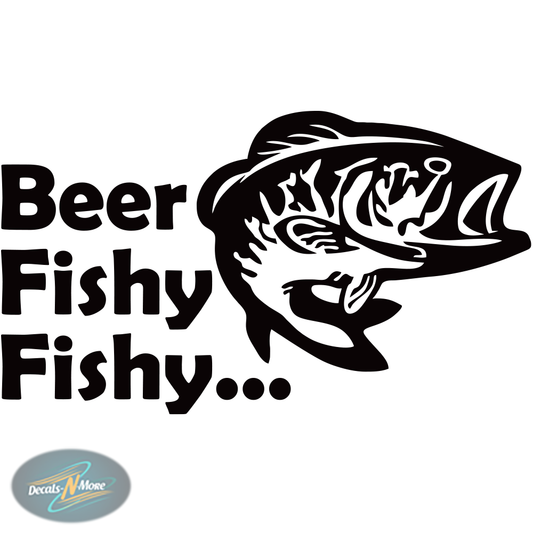 Beer Fishy Fishy Vinyl Decal BFF1 in black