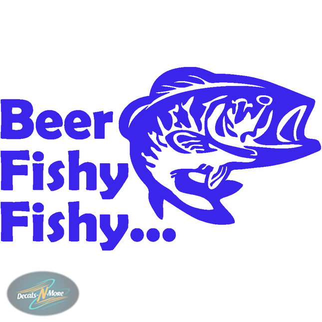 Beer Fishy Fishy Vinyl Decal BFF1 in Blue