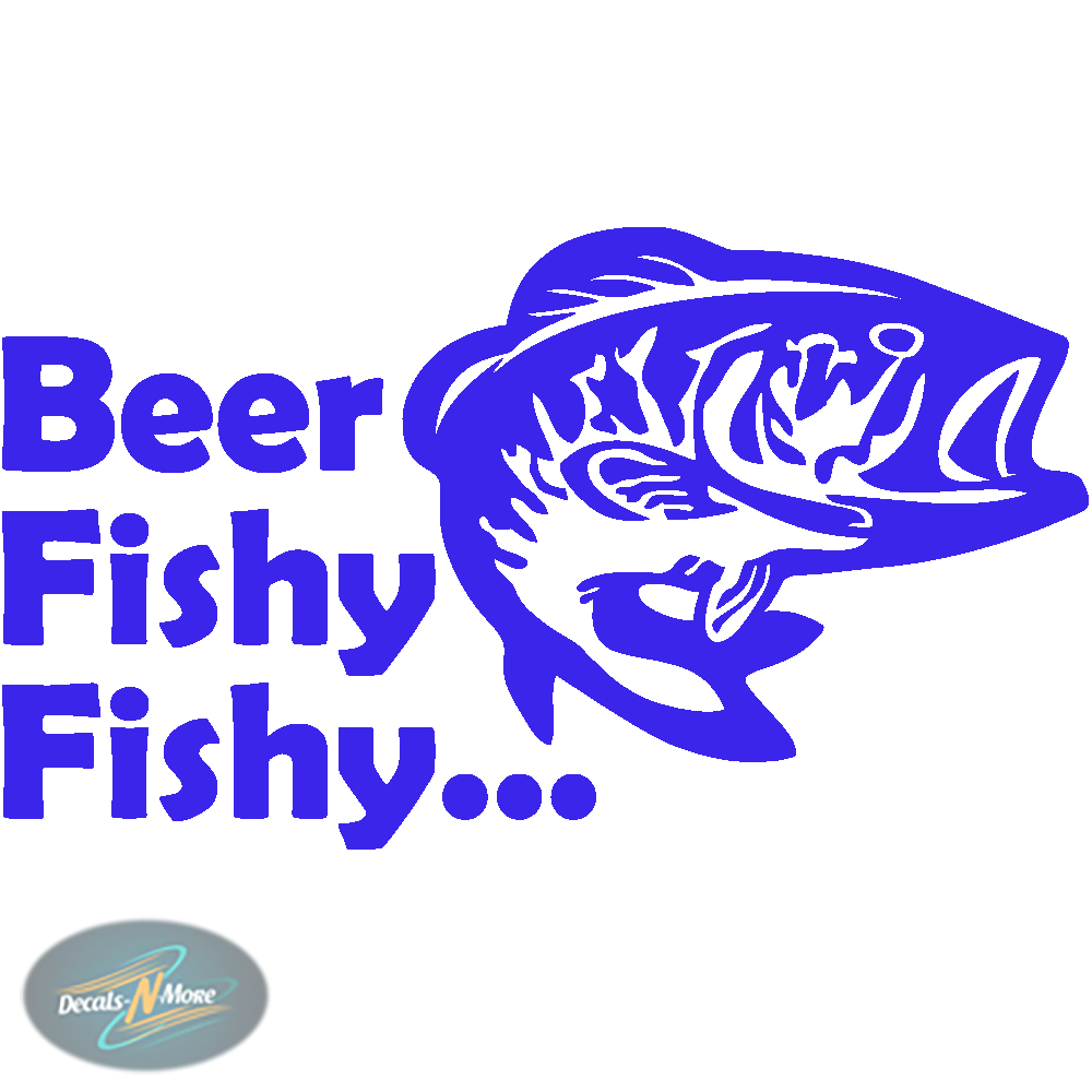 Beer Fishy Fishy Vinyl Decal BFF1 in Blue
