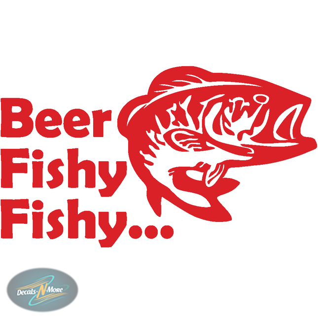 Beer Fishy Fishy Vinyl Decal BFF1 in Red
