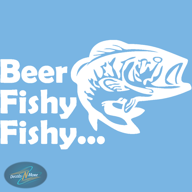 Beer Fishy Fishy Vinyl Decal BFF1 in White