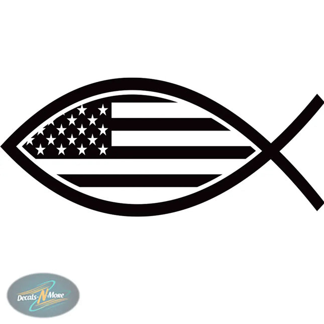 Christian American Flag Fish Vinyl Decal CH2 in black vinyl