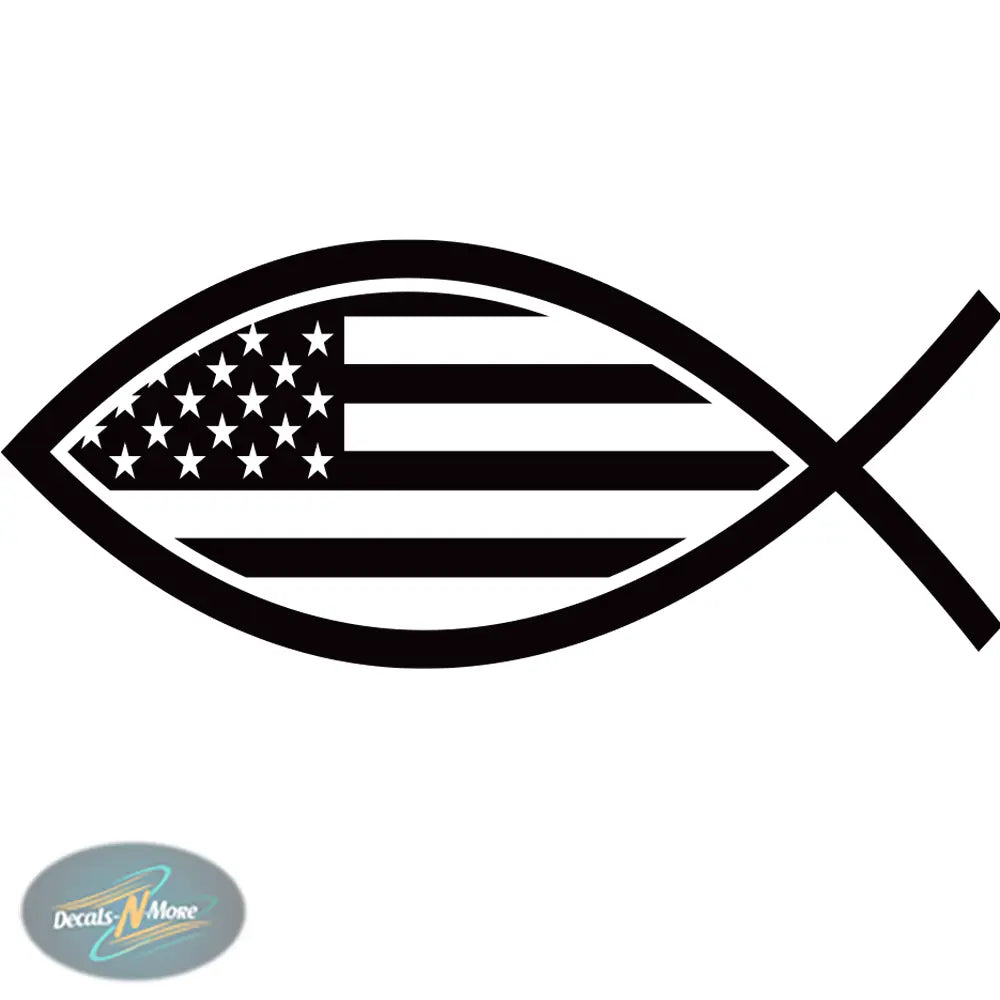 Christian American Flag Fish Vinyl Decal CH2 in black vinyl