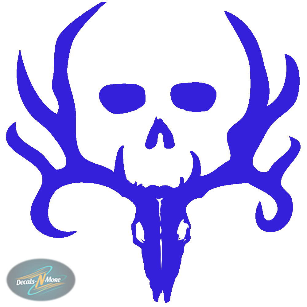 Bone Collector Skull Vinyl Decal BC1 in blue