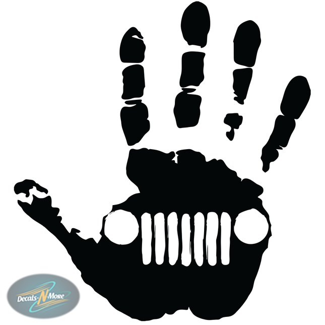 Jeep Handprint Distressed Logo Vinyl Decal JEEP1 in black
