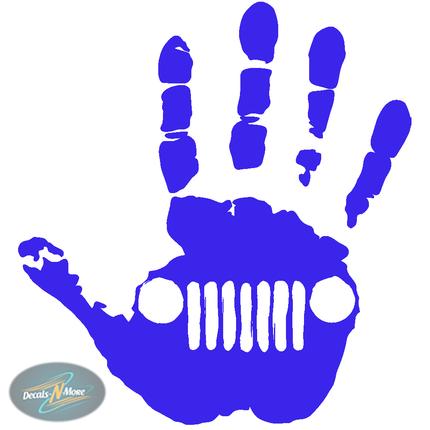 Jeep Handprint Distressed Logo Vinyl Decal JEEP1 in Blue