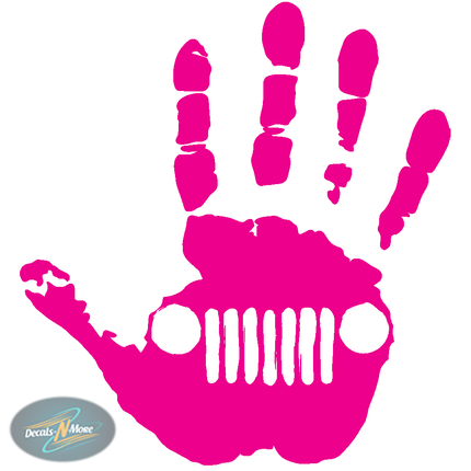 Jeep Handprint Distressed Logo Vinyl Decal JEEP1 in Pink