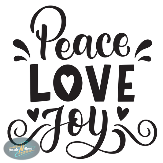 Peace Love Joy Vinyl Decal PLJ1 in black