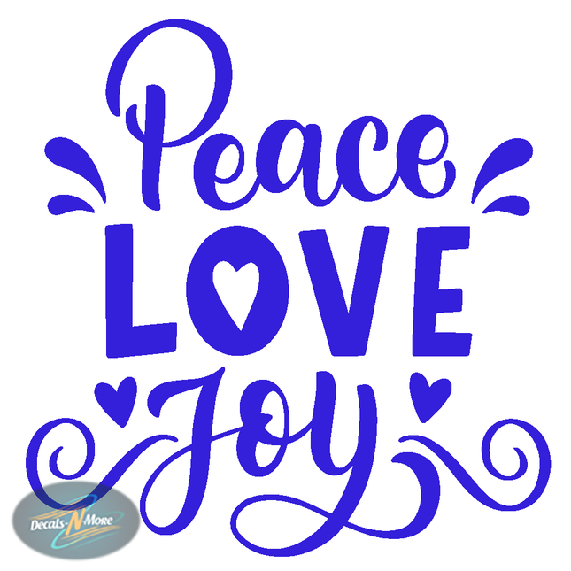 Peace Love Joy Vinyl Decal PLJ1 in blue