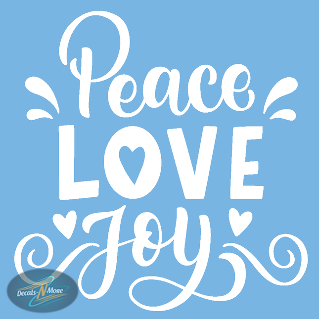 Peace Love Joy Vinyl Decal PLJ1 in white