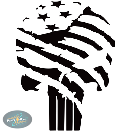 The Punisher Distressed American Flag Vinyl Decal PDAF in black vinyl