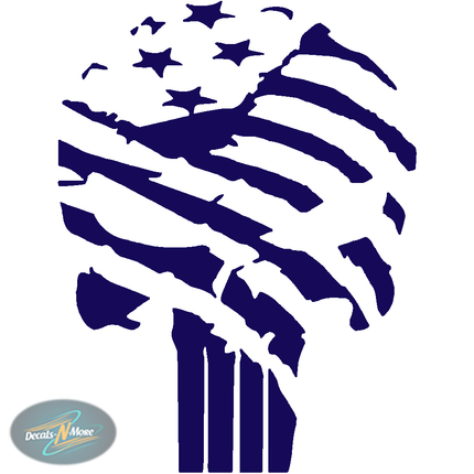 The Punisher Distressed American Flag Vinyl Decal PDAF in blue vinyl