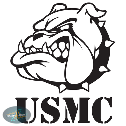 United States Marine Corp Bulldog Mascott Vinyl Decal in black