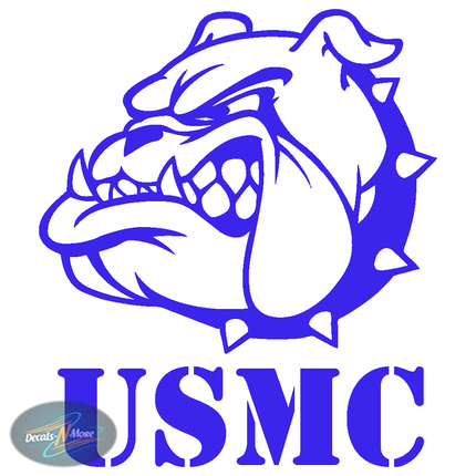 United States Marine Corp Bulldog Mascott Vinyl Decal in blue