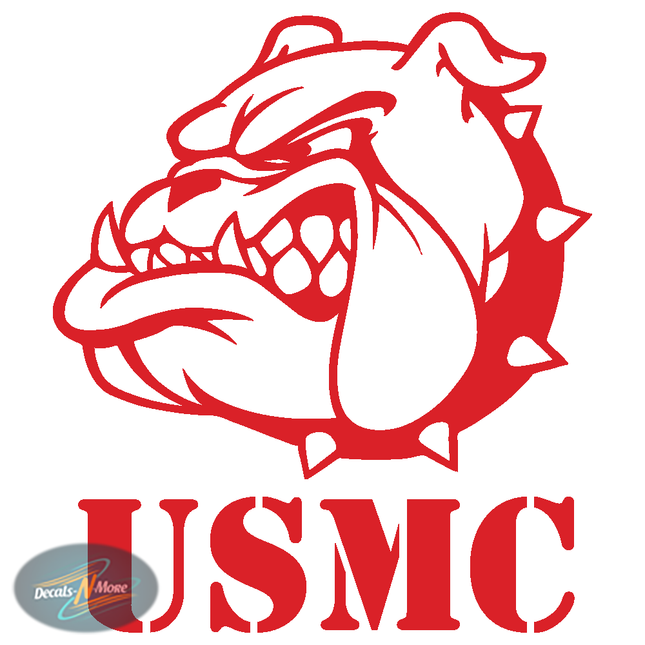 United States Marine Corp Bulldog Mascott Vinyl Decal in red