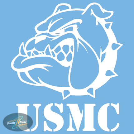 United States Marine Corp Bulldog Mascott Vinyl Decal in white