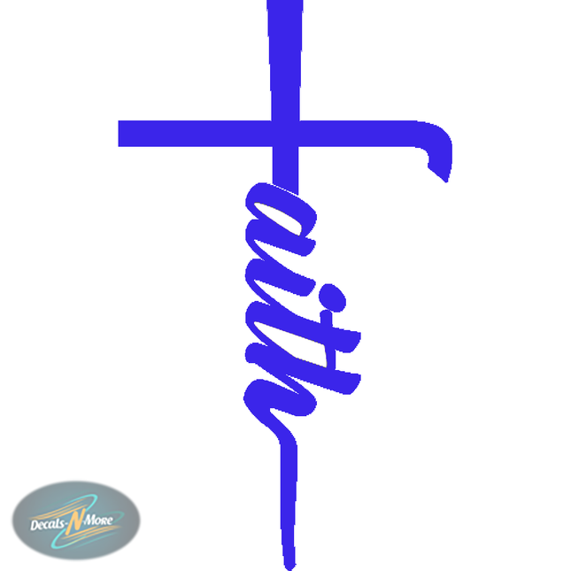  Faith Cross Vinyl Decal is a Christian car sticker in blue vinyl