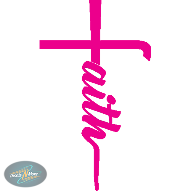  Faith Cross Vinyl Decal is a Christian car sticker in pink vinyl
