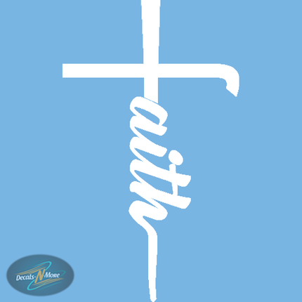  Faith Cross Vinyl Decal is a Christian car sticker in white vinyl