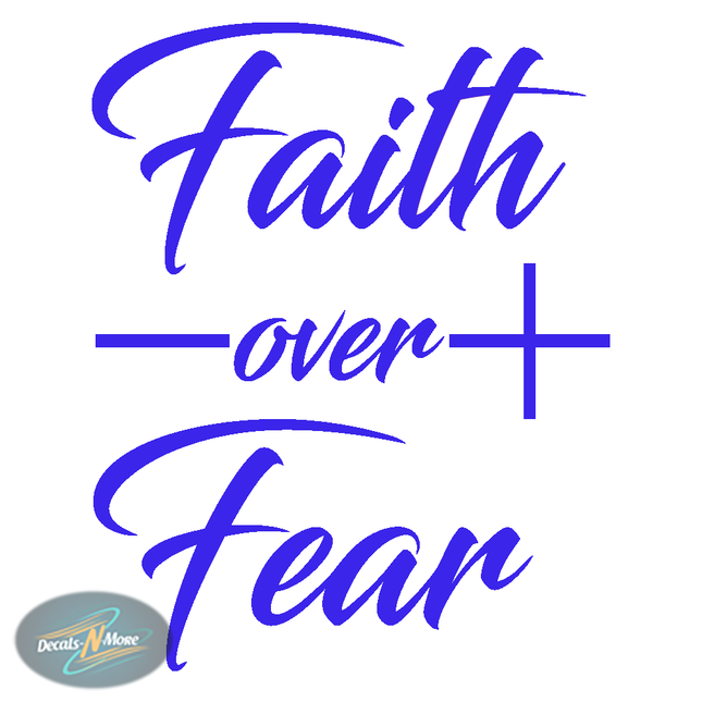 Faith Over Fear Cross Vinyl Decal – Christian Car Sticker in blue vinyl
