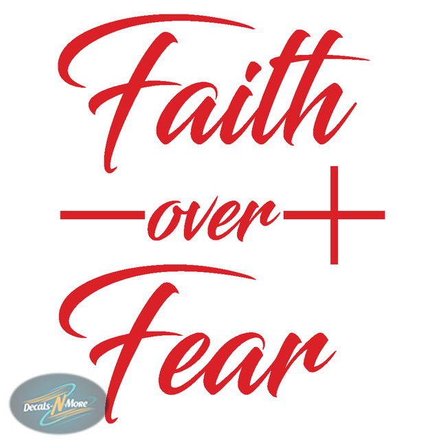 Faith Over Fear Cross Vinyl Decal – Christian Car Sticker in red vinyl