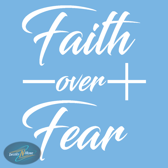 Faith Over Fear Cross Vinyl Decal – Christian Car Sticker in white vinyl