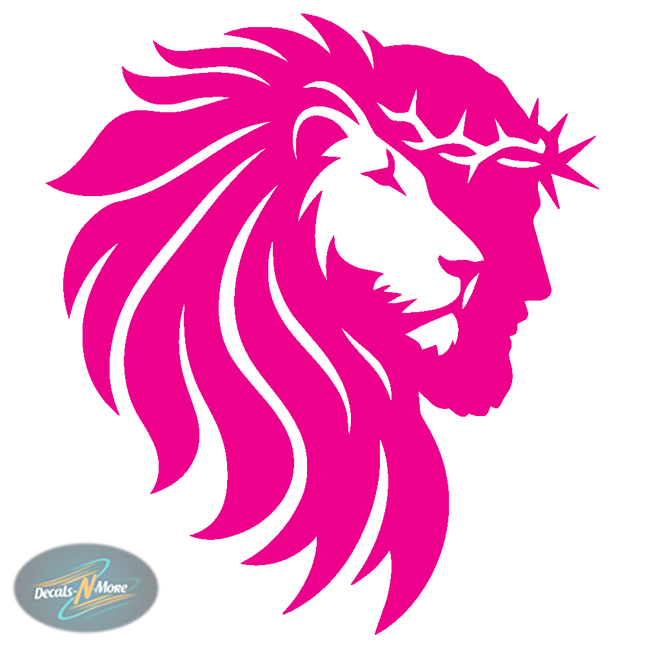 Jesus Christ the Lion of Judah Vinyl Decal in pink