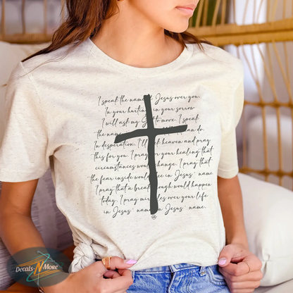 I Speak the Name of Jesus Graphic Tee on model